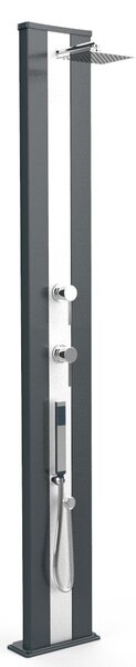 Doccia Solare da Esterno Giardino 40L Miscelatore e Doccetta Mobile Arkema Dada S Fascia Inox Grigio Antracite Inox