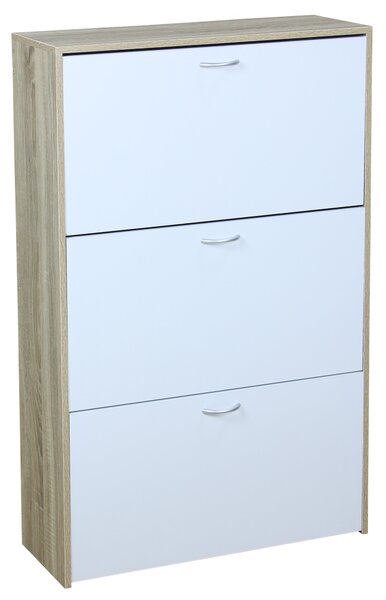 Scarpiera 3 Ante 60x24x116 cm in Pannello Truciolare Bianco/Sonoma