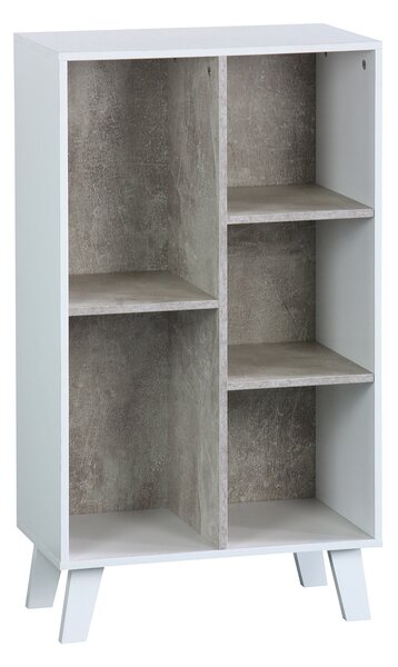 Libreria 5 Ripiani 50x30x90 cm in Pannello Truciolare Bianco/Cemento