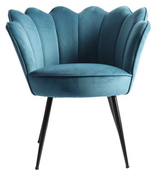 Poltrona a Conchiglia 66x61x76 cm in Tessuto Vellultato Nero/Blu