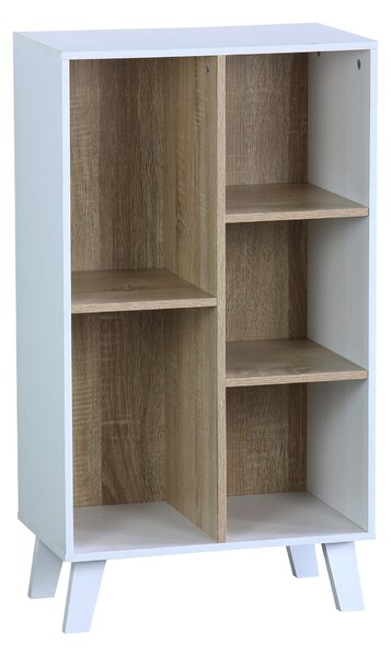 Libreria 5 Ripiani 50x30x90 cm in Pannello Truciolare Bianco/Sonoma