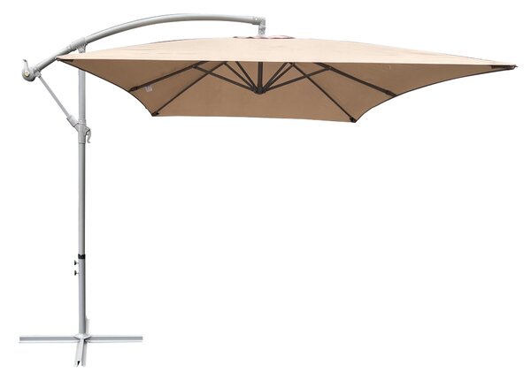 Ombrellone Decentrato da Giardino 3x2x2,5m Palo in Acciaio Copertura Ecrù