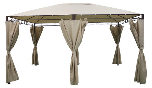Gazebo da Giardino 4x3x2,6m con Tende Laterali Ecrù