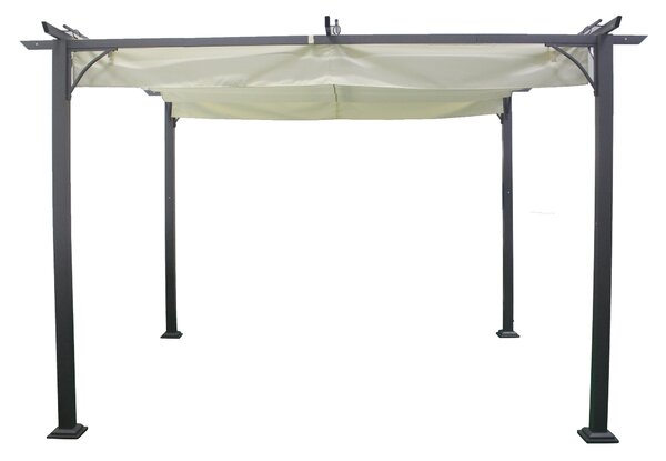 Pergola da Giardino 3,5x3x2,35m Copertura Scorrevole Ecrù