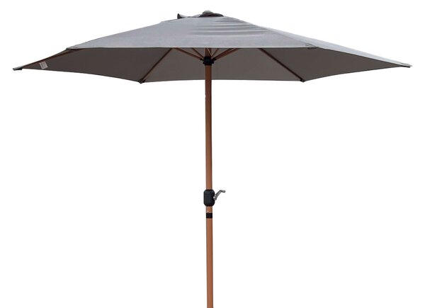 Ombrellone da Giardino Ø3x2,4 m Palo Ø38 mm in Acciaio Effetto Legno Copertura Tortora