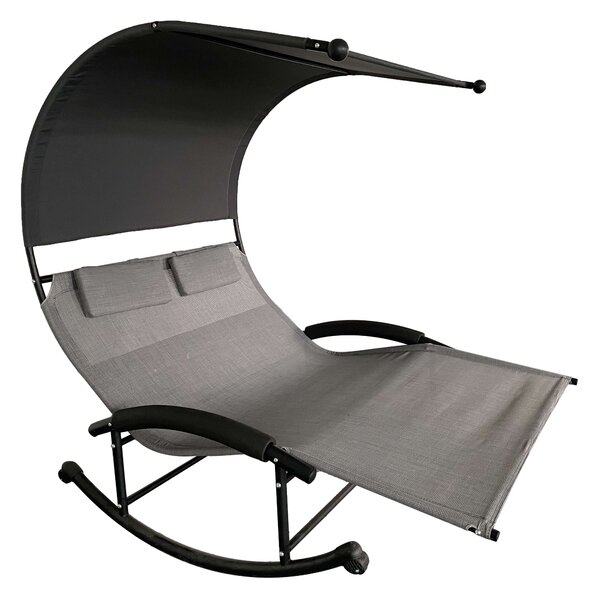 Dondolo Letto 2 Posti da Giardino 200x140x178 cm in Acciaio e Poliestere Grigio Scuro