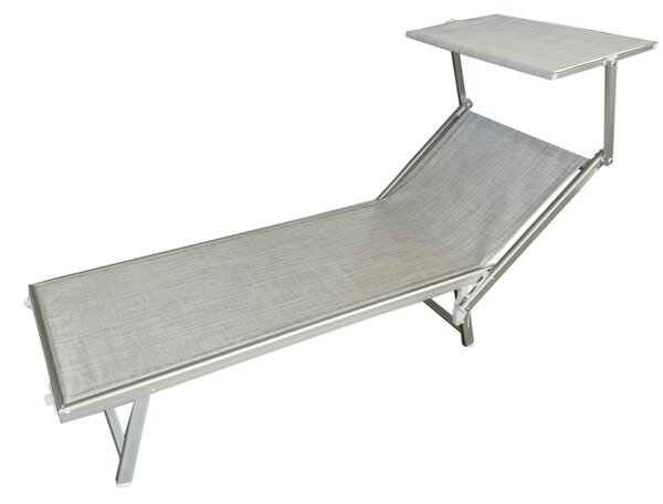Lettino Prendisole da Giardino 186x60x38 cm in Alluminio e Textilene Grigio