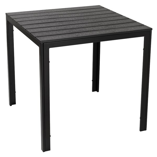 Tavolo da Giardino 78x78x74 cm in Plastica Stampa Effetto Legno Nero