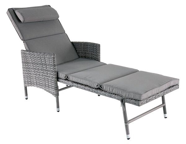 Lettino Prendisole Multiposizione da Giardino 149/186x67x98/63 cm in Rattan Sintetico Grigio Talpa