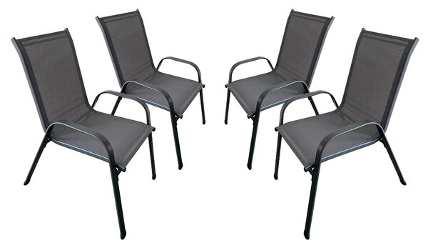 Set 4 Sedie da Giardino 71x55x91 cm con Braccioli Grigio Scuro