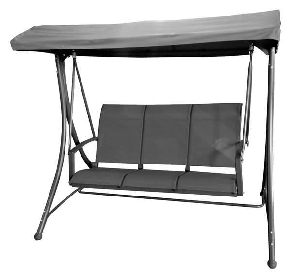 Dondolo 3 Posti da Giardino 195x130x178 cm in Acciaio e Poliestere Grigio Scuro