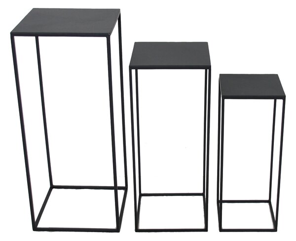 Set 3 Portavasi in Metallo Nero