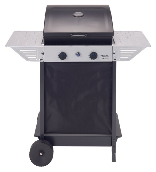 Barbecue a Gas GPL 2 Bruciatori 2 Ripiani Laterali Nero