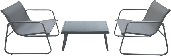 Set Salotto da Giardino 2 Sedie 1 Tavolino in Alluminio e Textilene Grigio e Antracite
