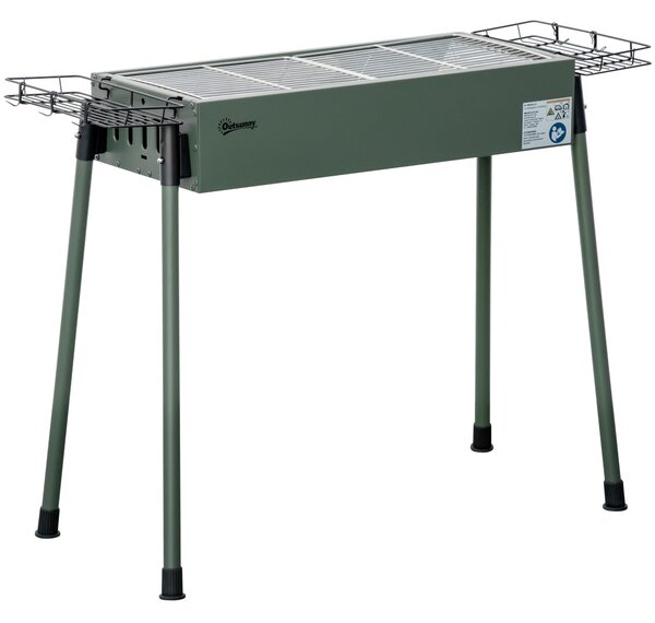 Barbecue a Carbone Carbonella 77x30x70 cm in Acciaio Verde Scuro