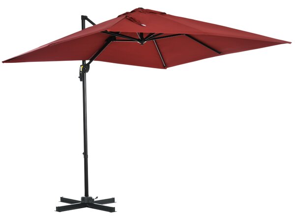 Ombrellone da Giardino Decentrato 245x245x248 cm in Alluminio Rosso