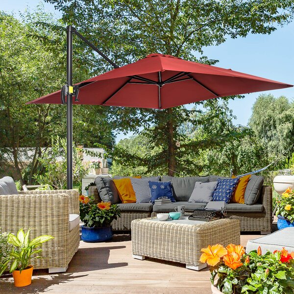 Ombrellone da Giardino Decentrato 245x245x248 cm in Alluminio Rosso