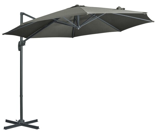Ombrellone da Giardino Decentrato Ø294x248 cm in Alluminio Acciaio e Poliestere Grigio