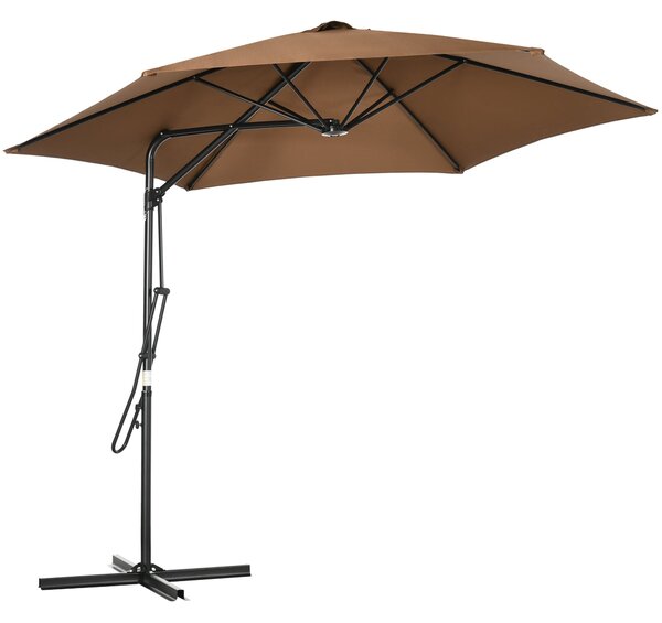 Ombrellone da Giardino Decentrato Ø295x245 cm in Metallo e Poliestere Marrone