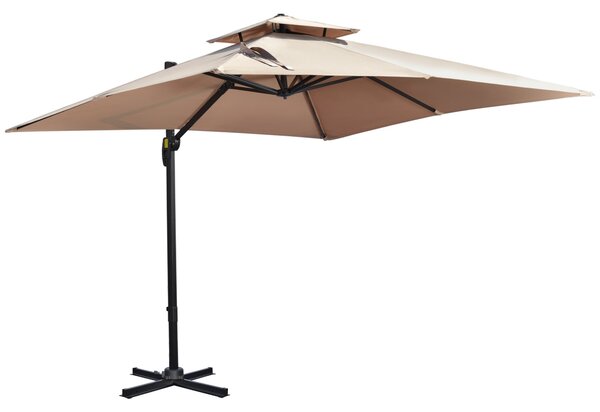 Ombrellone da Giardino Decentrato 295x295 cm in Alluminio e Poliestere Cachi e Nero