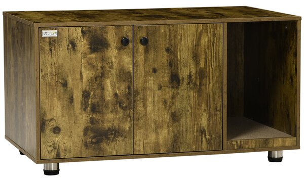 Mobile Porta Lettiera per Gatti 91x52x49,5 cm con Tiragraffi Marrone