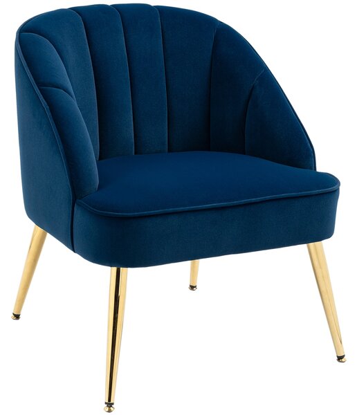 Poltroncina da Camera 65x64x77 cm In Poliestere effetto Velluto Blu Scuro