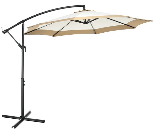 Ombrellone da Giardino Decentrato Ø295x194 cm in Acciaio e Poliestere Marrone chiaro e crema