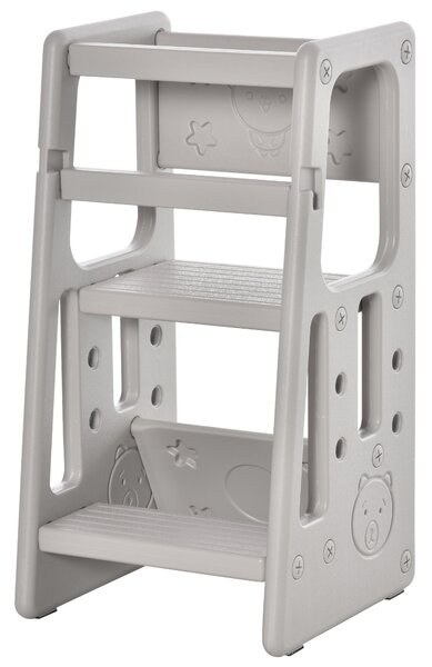 Scaletta per Bambini 3 Livelli 47x47x90 cm in HDPE Grigio