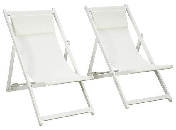 Set 2 Sedie Sdraio 96,5x58x91,5 cm in Alluminio Beige