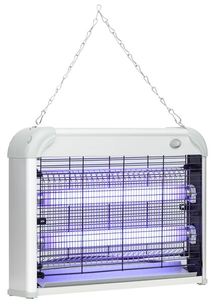 Zanzariera Elettrica 2 Lampade 20W in ABS e Metallo Bianca