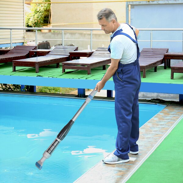Aspirapolvere per Piscina Portatile Ø6x106-162 cm con Asta a 3 Livelli Blu e Bianco