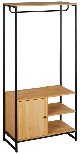 Mobile per Ingresso Appendiabiti Scarpiera 80x40x180 cm in Acciaio e Legno Naturale