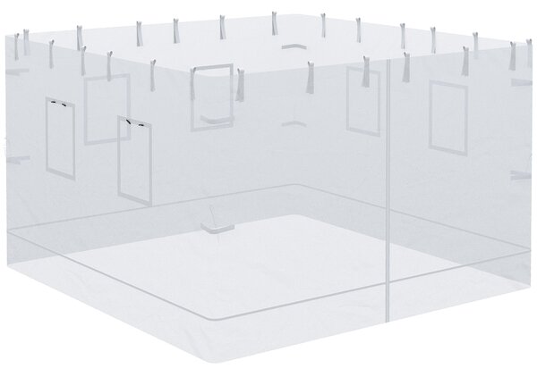 Pareti per Gazebo 3 Pezzi 300x195 cm in Rete di Nylon Bianco