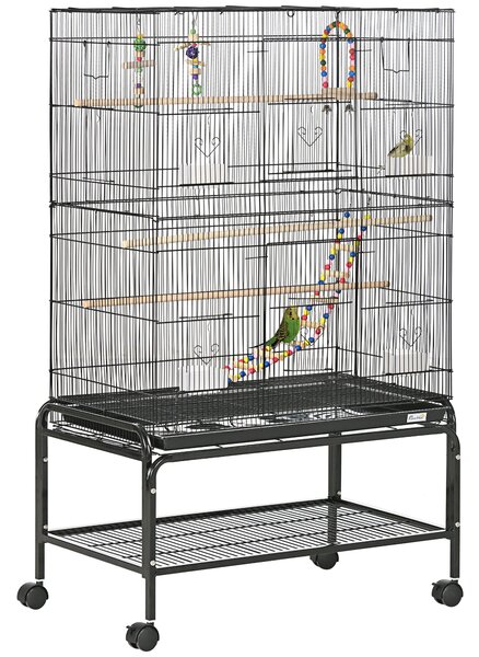 Voliera per Uccelli 79x49x133 cm in Acciaio Nero