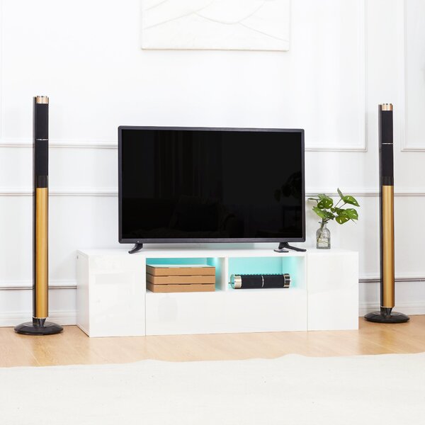 Mobile TV Fino a 60" 137x35x42 cm in Legno Truciolare Bianco Lucido
