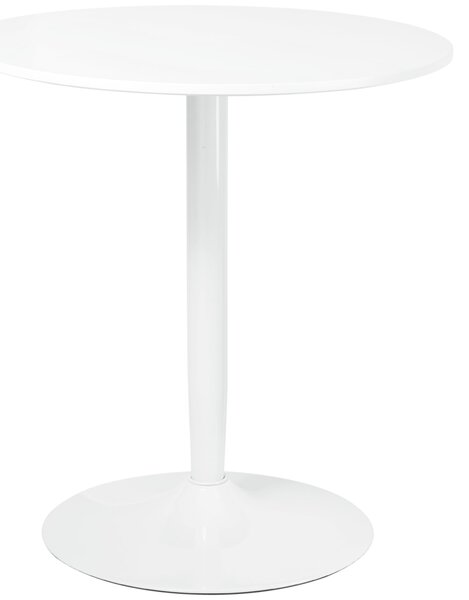 Tavolino Ø70x75 cm in MDF e Acciaio Bianco