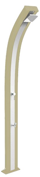 Doccia Solare da Esterno Giardino 30L Miscelatore e Lavapiedi Arkema Spring Fascia Inox Champagne Bronze
