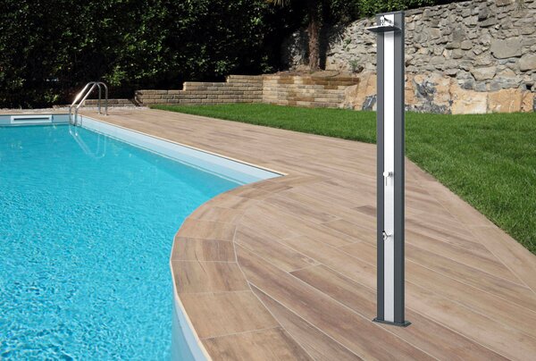 Doccia Solare da Esterno Giardino 30L Miscelatore Arkema Spring S Fascia Inox Cherry