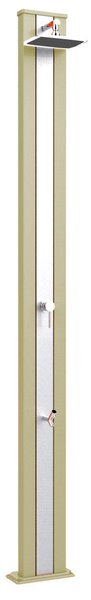 Doccia Solare da Esterno Giardino 30L Miscelatore e Lavapiedi Arkema Spring S Fascia Inox Champagne Bronze