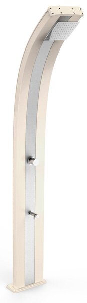 Doccia Solare da Esterno Giardino 40L Miscelatore e Lavapiedi Arkema Dada Fascia Inox Champagne Bronze