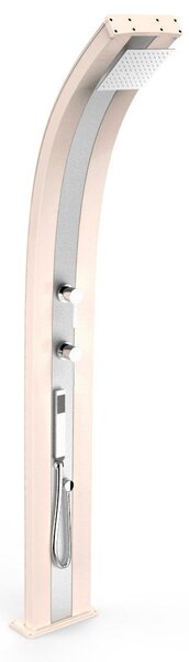 Doccia Solare da Esterno Giardino 40L Miscelatore e Doccetta Mobile Arkema Dada Fascia Inox Champagne Bronze