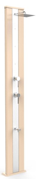 Doccia Solare da Giardino 40L Miscelatore Nebulizzatore e Lavapiedi Arkema Dada S Fascia Inox Sabbia