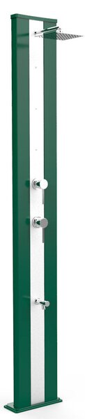 Doccia Solare da Giardino 40L Miscelatore Nebulizzatore e Lavapiedi Arkema Dada S Fascia Inox Verde scuro