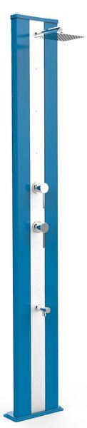 Doccia Solare da Giardino 40L Miscelatore Nebulizzatore e Lavapiedi Arkema Dada S Fascia Inox Light Blu