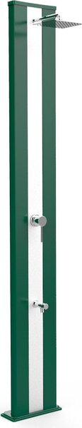 Doccia Solare da Giardino 40L Miscelatore e Lavapiedi Arkema Dada S Fascia Inox Verde Scuro