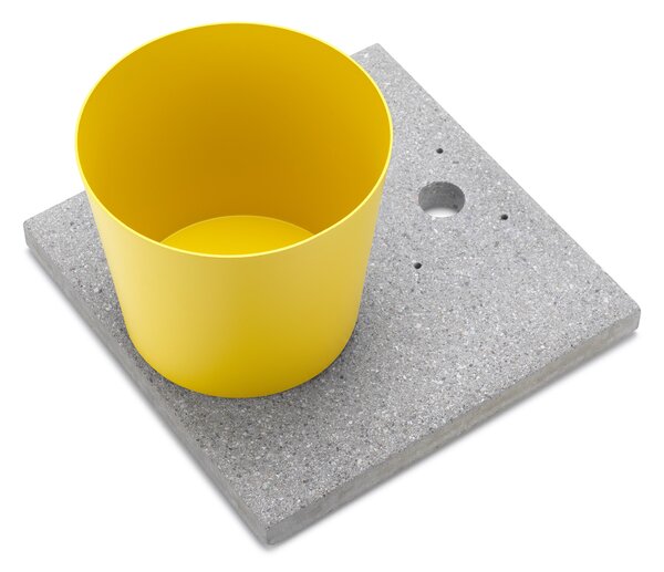 Base con Vaschetta per Fontane con Ghiera Grande 40x40x5 cm in Cemento Belfer 42/BSE/3 Giallo