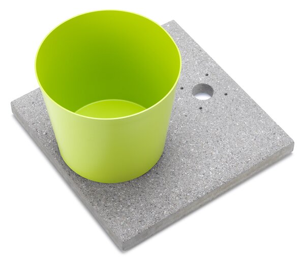 Base con Vaschetta per Fontane con Ghiera Grande 40x40x5 cm in Cemento Belfer 42/BSE/3 Verde Acido