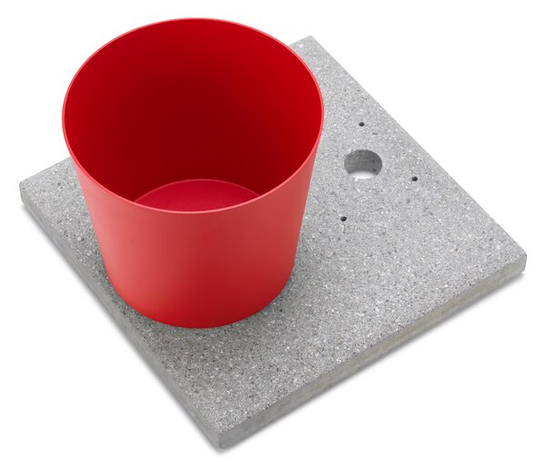 Base con Vaschetta per Fontane con Ghiera Grande 40x40x5 cm in Cemento Belfer 42/BSE/3 Rosso