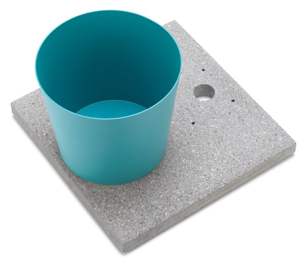 Base con Vaschetta per Fontane con Ghiera Grande 40x40x5 cm in Cemento Belfer 42/BSE/3 Turchese