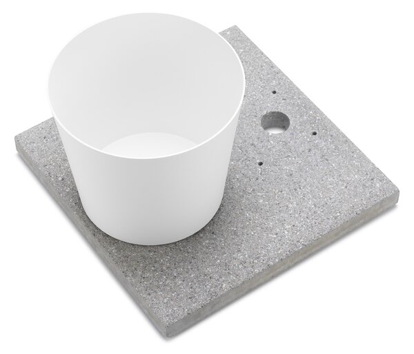Base con Vaschetta per Fontane con Ghiera Grande 40x40x5 cm in Cemento Belfer 42/BSE/3 Bianco